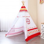 Cort mare cu LEDuri Play Tepee Alb-Rosu Sunny